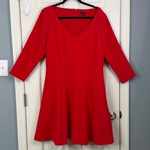 Ann Taylor Vibrant Red Long Sleeve Dress